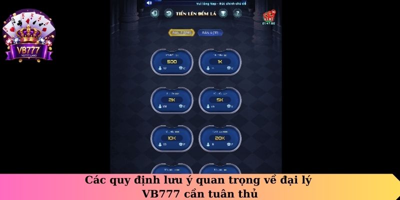 Các quy định, lưu ý quan trọng về đại lý VB777 cần tuân thủ